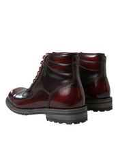 Load image into Gallery viewer, Dolce &amp; Gabbana Black Red Leather Lace Up Ankle Boots Shoes
