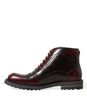 Load image into Gallery viewer, Dolce &amp; Gabbana Black Red Leather Lace Up Ankle Boots Shoes
