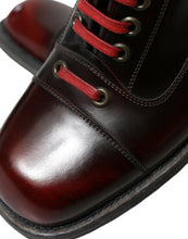 Load image into Gallery viewer, Dolce &amp; Gabbana Black Red Leather Lace Up Ankle Boots Shoes
