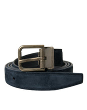 Load image into Gallery viewer, Dolce &amp; Gabbana Blue Suede Leather Gold Metal Buckle Belt
