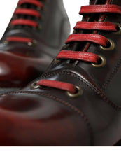 Load image into Gallery viewer, Dolce &amp; Gabbana Black Red Leather Lace Up Ankle Boots Shoes
