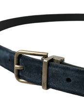 Load image into Gallery viewer, Dolce &amp; Gabbana Blue Suede Leather Gold Metal Buckle Belt
