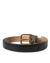 Load image into Gallery viewer, Dolce &amp; Gabbana Black Calf Leather Gold Metal Buckle Belt
