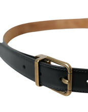 Load image into Gallery viewer, Dolce &amp; Gabbana Black Calf Leather Gold Metal Buckle Belt
