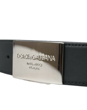 Load image into Gallery viewer, Dolce &amp; Gabbana Black Leather Silver Square Metal Buckle Belt
