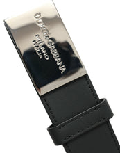 Load image into Gallery viewer, Dolce &amp; Gabbana Black Leather Silver Square Metal Buckle Belt
