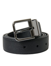 Load image into Gallery viewer, Dolce &amp; Gabbana Black Leather Reversible Silver Buckle Belt
