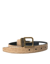 Load image into Gallery viewer, Dolce &amp; Gabbana Beige Exotic Leather Gold Metal Buckle Belt
