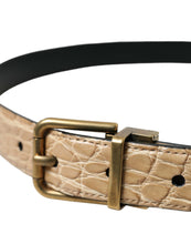 Load image into Gallery viewer, Dolce &amp; Gabbana Beige Exotic Leather Gold Metal Buckle Belt
