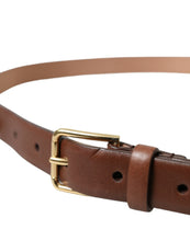 Load image into Gallery viewer, Dolce &amp; Gabbana Brown Calf Leather Gold Metal Buckle Belt
