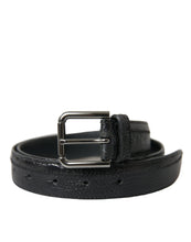 Load image into Gallery viewer, Dolce &amp; Gabbana Black Exotic Leather Silver Metal Buckle Belt
