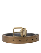 Load image into Gallery viewer, Dolce &amp; Gabbana Metallic Gold Calf Leather Metal Buckle Belt
