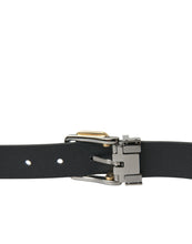 Load image into Gallery viewer, Dolce &amp; Gabbana Black Leather Gold Silver Metal Buckle Belt
