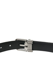 Load image into Gallery viewer, Dolce &amp; Gabbana Black Leather Silver Metal Buckle Belt
