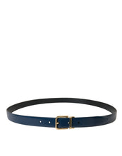 Load image into Gallery viewer, Dolce &amp; Gabbana Blue Calf Leather Gold Metal Buckle Belt
