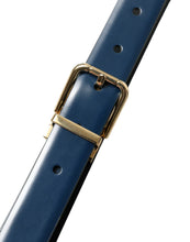 Load image into Gallery viewer, Dolce &amp; Gabbana Blue Calf Leather Gold Metal Buckle Belt
