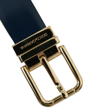 Load image into Gallery viewer, Dolce &amp; Gabbana Blue Calf Leather Gold Metal Buckle Belt
