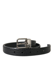 Load image into Gallery viewer, Dolce &amp; Gabbana Black Alligator Leather Silver Buckle Belt
