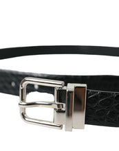 Load image into Gallery viewer, Dolce &amp; Gabbana Black Alligator Leather Silver Buckle Belt
