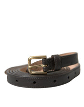 Load image into Gallery viewer, Dolce &amp; Gabbana Dark Brown Leather Gold Metal Buckle Belt
