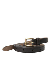 Load image into Gallery viewer, Dolce &amp; Gabbana Dark Brown Leather Gold Metal Buckle Belt
