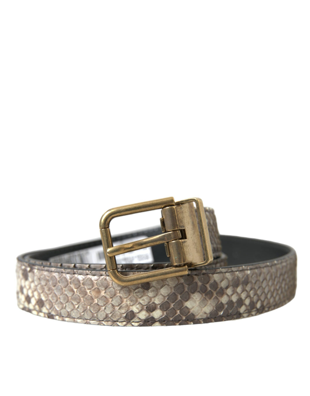 Dolce & Gabbana Brown Python Leather Gold Metal Buckle Belt