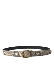 Load image into Gallery viewer, Dolce &amp; Gabbana Brown Python Leather Gold Metal Buckle Belt
