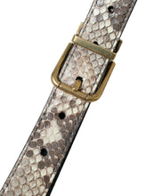 Load image into Gallery viewer, Dolce &amp; Gabbana Brown Python Leather Gold Metal Buckle Belt
