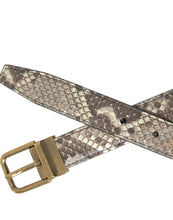 Load image into Gallery viewer, Dolce &amp; Gabbana Brown Python Leather Gold Metal Buckle Belt
