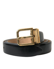 Load image into Gallery viewer, Dolce &amp; Gabbana Black Calf Leather Gold Metal Buckle Belt
