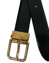 Load image into Gallery viewer, Dolce &amp; Gabbana Black Calf Leather Gold Metal Buckle Belt
