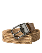 Load image into Gallery viewer, Dolce &amp; Gabbana Beige Raffia Braided Silver Metal Buckle Belt
