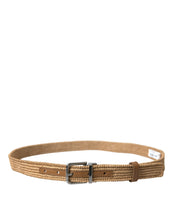 Load image into Gallery viewer, Dolce &amp; Gabbana Beige Raffia Braided Silver Metal Buckle Belt
