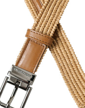 Load image into Gallery viewer, Dolce &amp; Gabbana Beige Raffia Braided Silver Metal Buckle Belt
