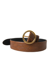 Load image into Gallery viewer, Dolce &amp; Gabbana Brown Exotic Leather Round Buckle Belt
