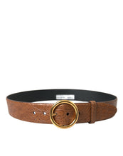 Load image into Gallery viewer, Dolce &amp; Gabbana Brown Exotic Leather Round Buckle Belt
