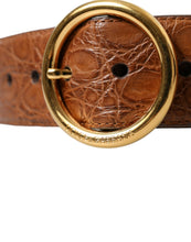 Load image into Gallery viewer, Dolce &amp; Gabbana Brown Exotic Leather Round Buckle Belt
