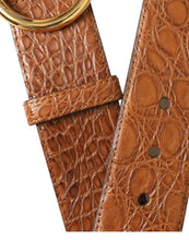 Load image into Gallery viewer, Dolce &amp; Gabbana Brown Exotic Leather Round Buckle Belt
