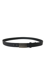 Load image into Gallery viewer, Dolce &amp; Gabbana Black Leather Silver Rectangle Buckle Belt
