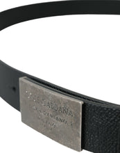 Load image into Gallery viewer, Dolce &amp; Gabbana Black Leather Silver Rectangle Buckle Belt
