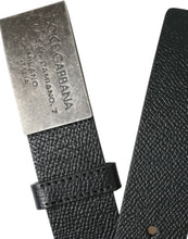Load image into Gallery viewer, Dolce &amp; Gabbana Black Leather Silver Rectangle Buckle Belt
