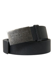 Load image into Gallery viewer, Dolce &amp; Gabbana Black Leather Silver Rectangle Buckle Belt
