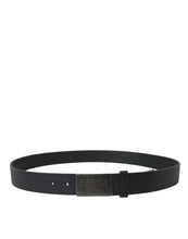 Load image into Gallery viewer, Dolce &amp; Gabbana Black Leather Silver Rectangle Buckle Belt
