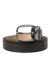 Load image into Gallery viewer, Dolce &amp; Gabbana Dark Brown Leather Silver Metal Buckle Belt
