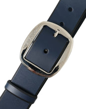 Load image into Gallery viewer, Dolce &amp; Gabbana Blue Calf Leather Silver Metal Buckle Belt
