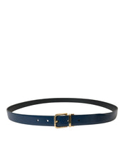 Load image into Gallery viewer, Dolce &amp; Gabbana Blue Calf Leather Gold Metal Buckle Belt
