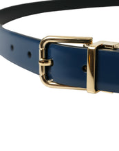 Load image into Gallery viewer, Dolce &amp; Gabbana Blue Calf Leather Gold Metal Buckle Belt
