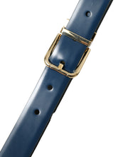 Load image into Gallery viewer, Dolce &amp; Gabbana Blue Calf Leather Gold Metal Buckle Belt
