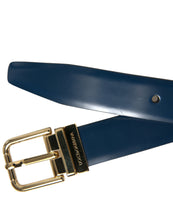 Load image into Gallery viewer, Dolce &amp; Gabbana Blue Calf Leather Gold Metal Buckle Belt
