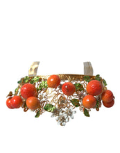 Load image into Gallery viewer, Dolce &amp; Gabbana Gold Brass Crystal Sicily Orange ARANCE Head Tiara Crown
